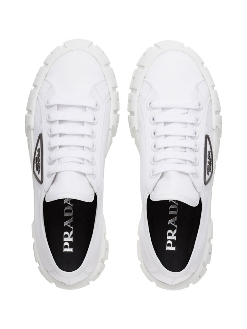 White Double Wheel Gabardine Sneakers