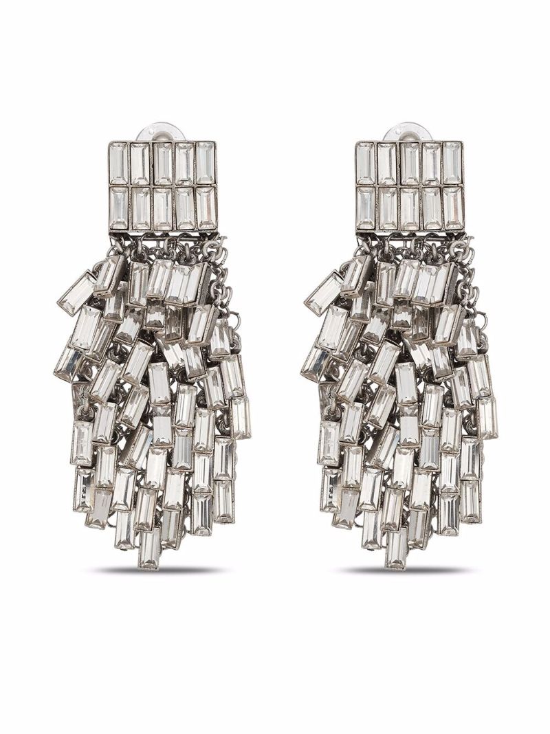 Silver-tone Crystal Fringe Drop Earrings