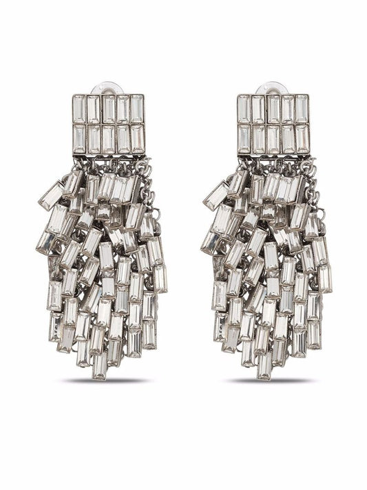 Silver-tone Crystal Fringe Drop Earrings