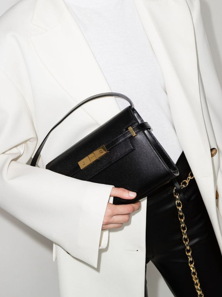 Black Manhattan Small Leather Shoulder Bag