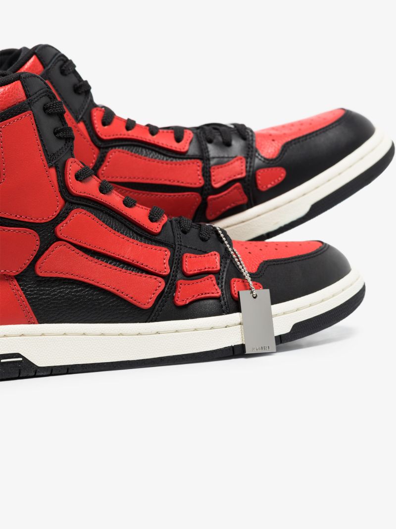 Black and Red Skel-top Leather Sneakers