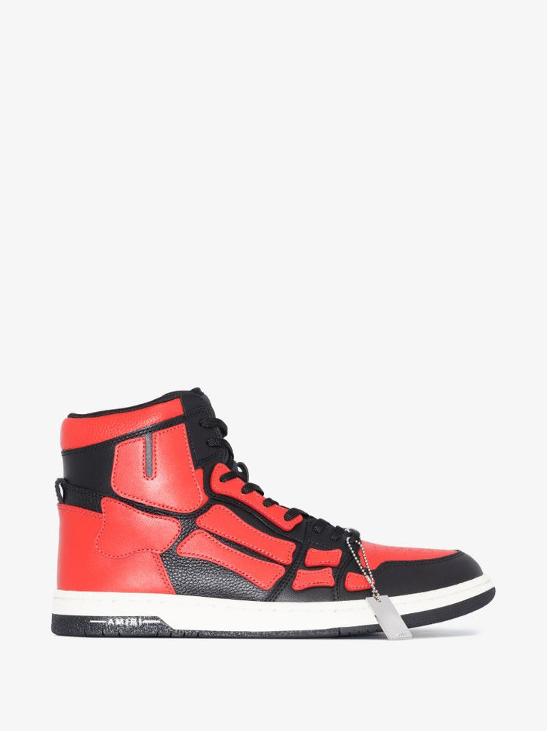 Black and Red Skel-top Leather Sneakers