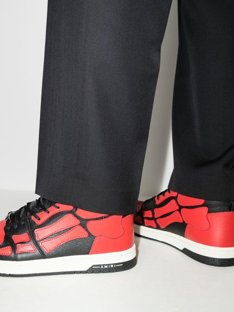 Black and Red Skel-top Leather Sneakers