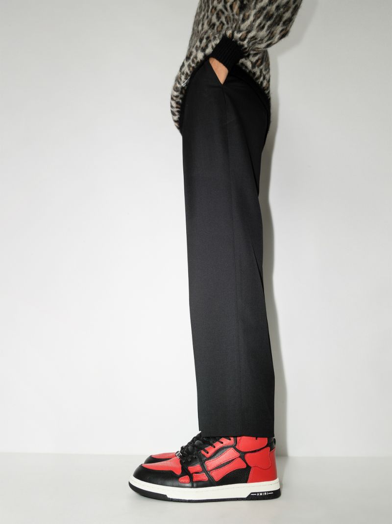 Black and Red Skel-top Leather Sneakers