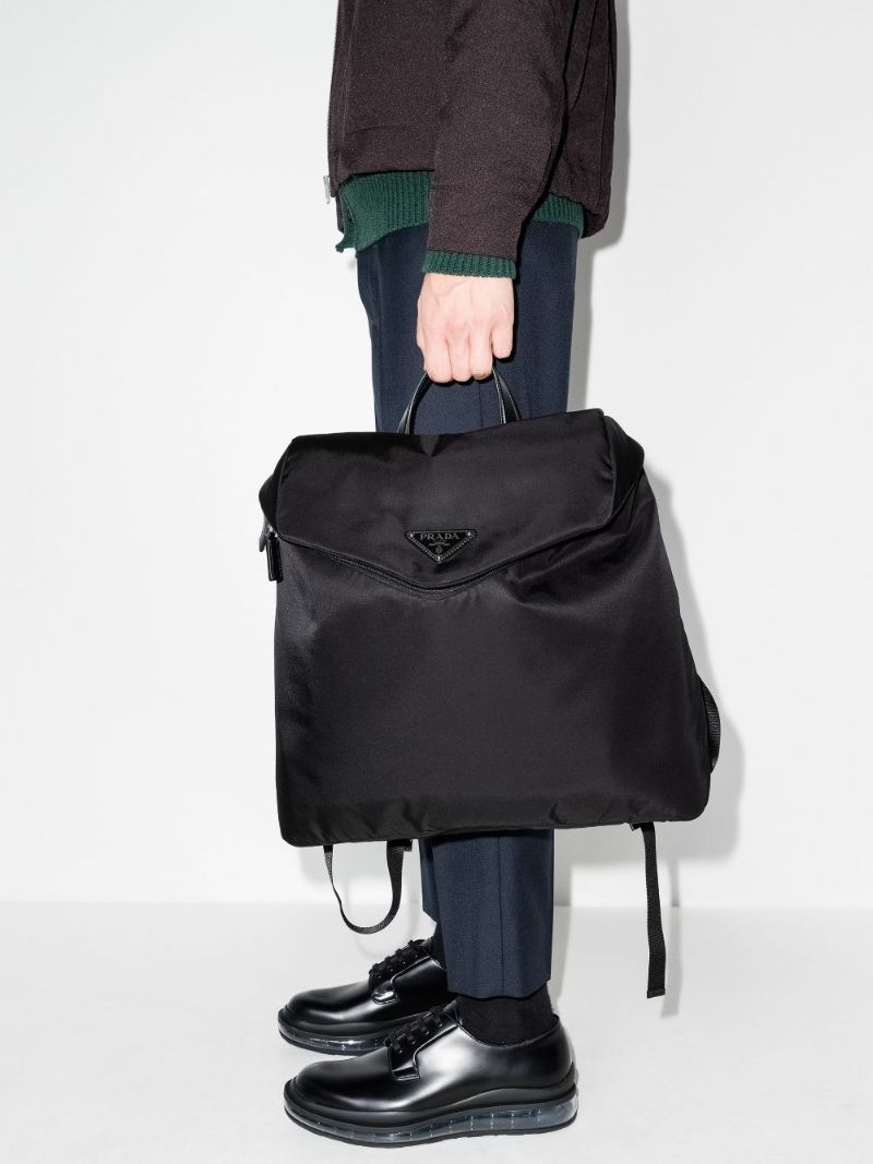 Black Re-nylon Logo Plaque Backpack