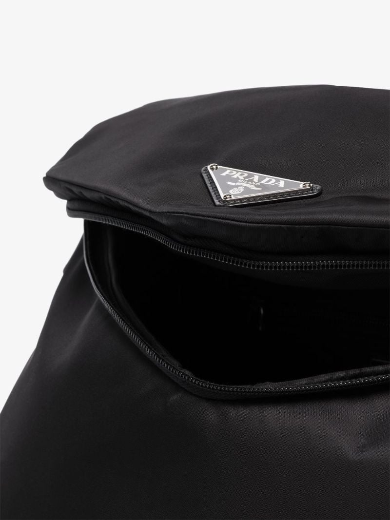 Black Re-nylon Logo Plaque Backpack