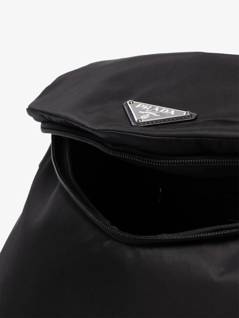 Black Re-nylon Logo Plaque Backpack