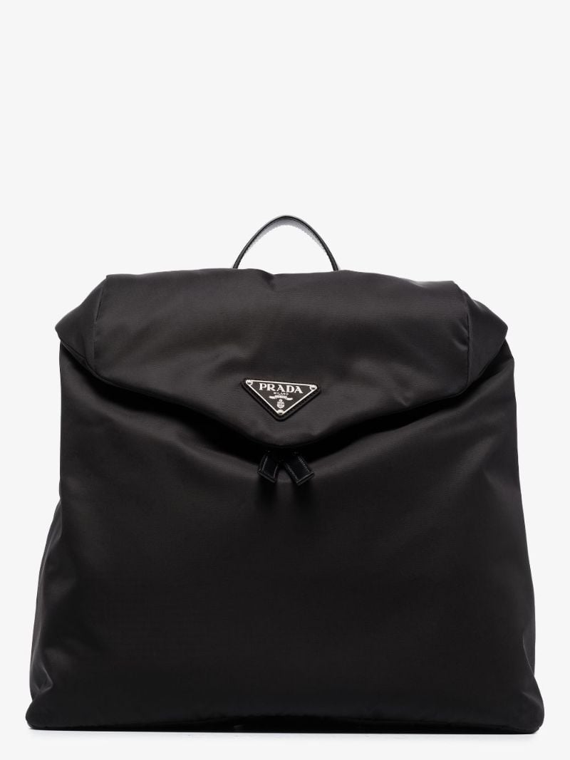 Black Re-nylon Logo Plaque Backpack
