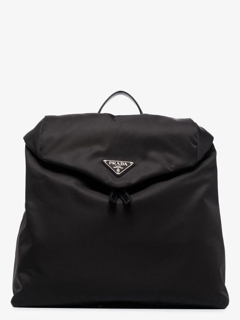 Black Re-nylon Logo Plaque Backpack