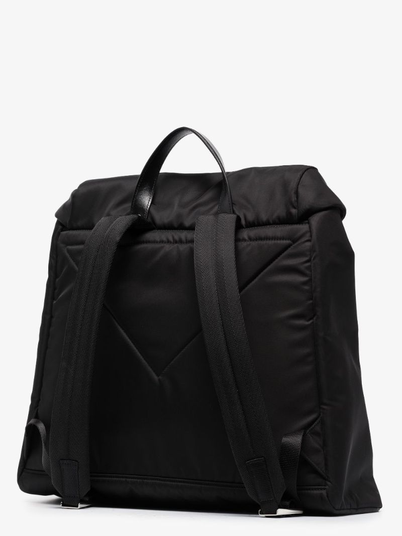 Black Re-nylon Logo Plaque Backpack