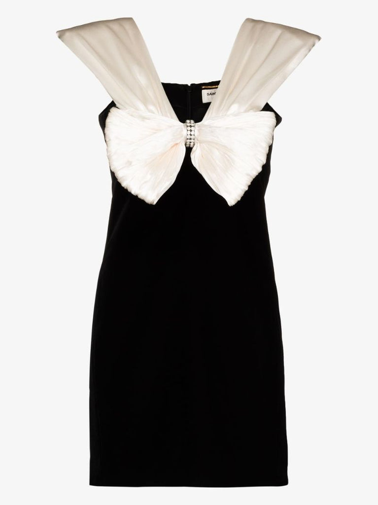 Silk Bow Velvet Mini Dress