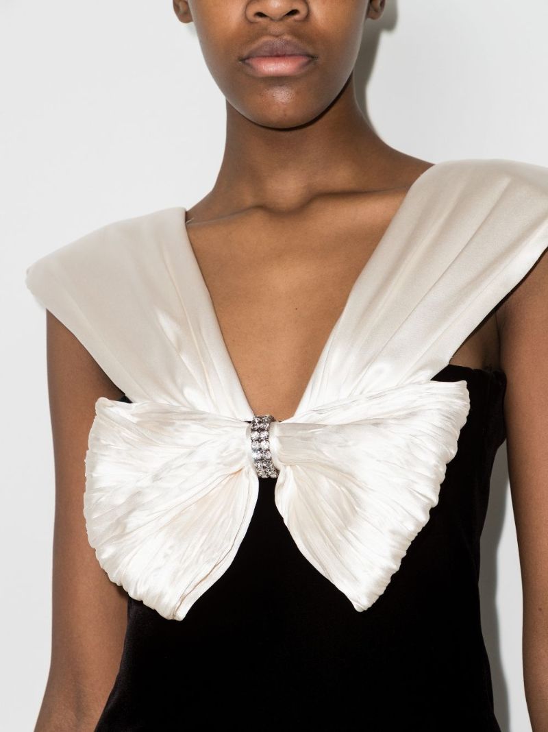 Silk Bow Velvet Mini Dress