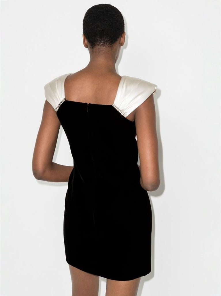 Silk Bow Velvet Mini Dress