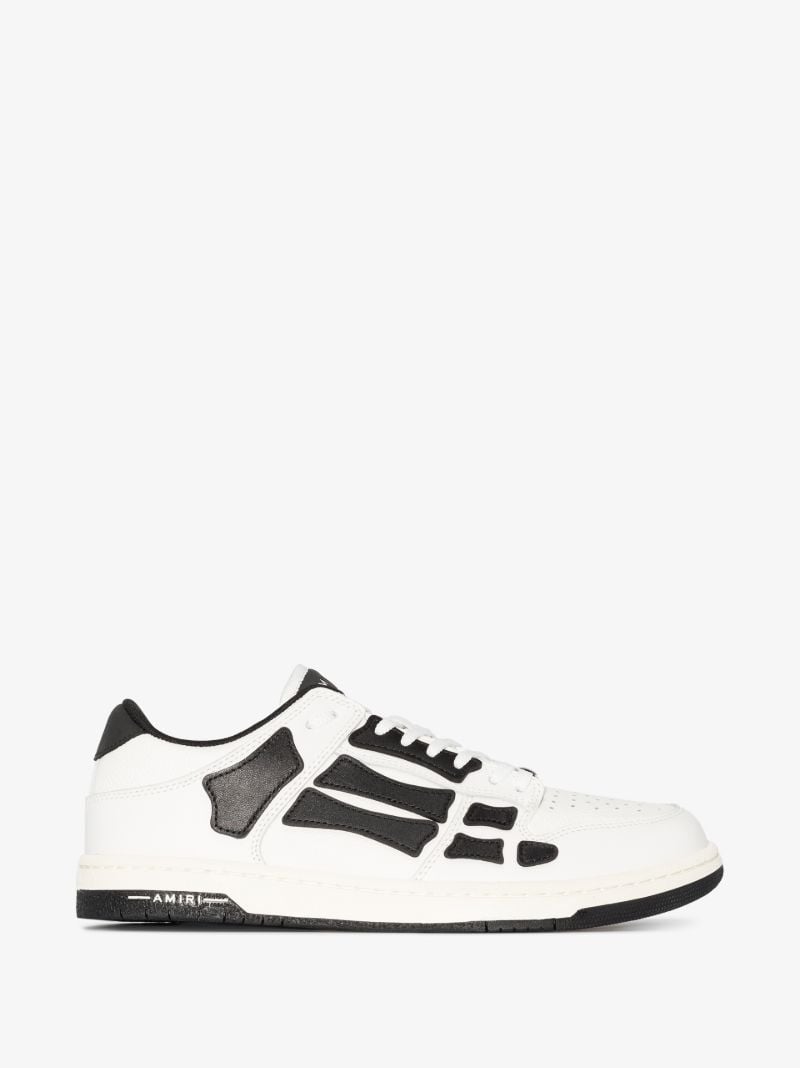 White and Black Skel-top Low Leather Sneakers