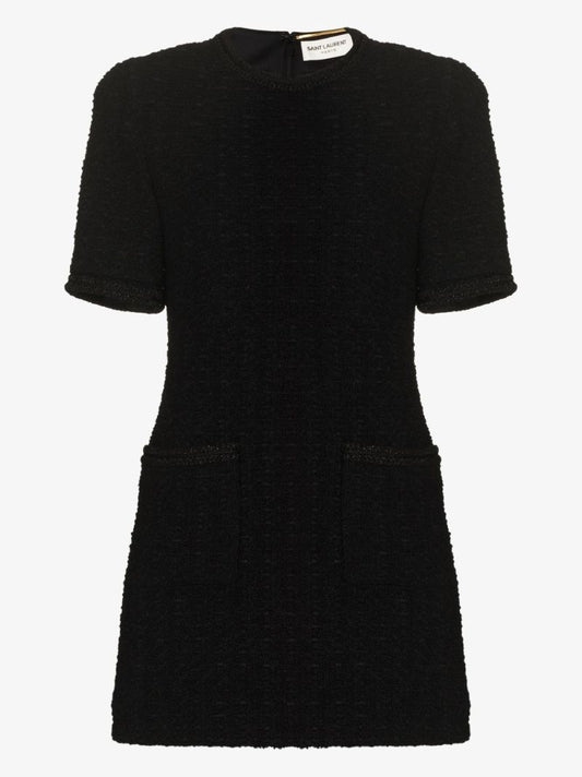 Short Sleeve Tweed Mini Dress