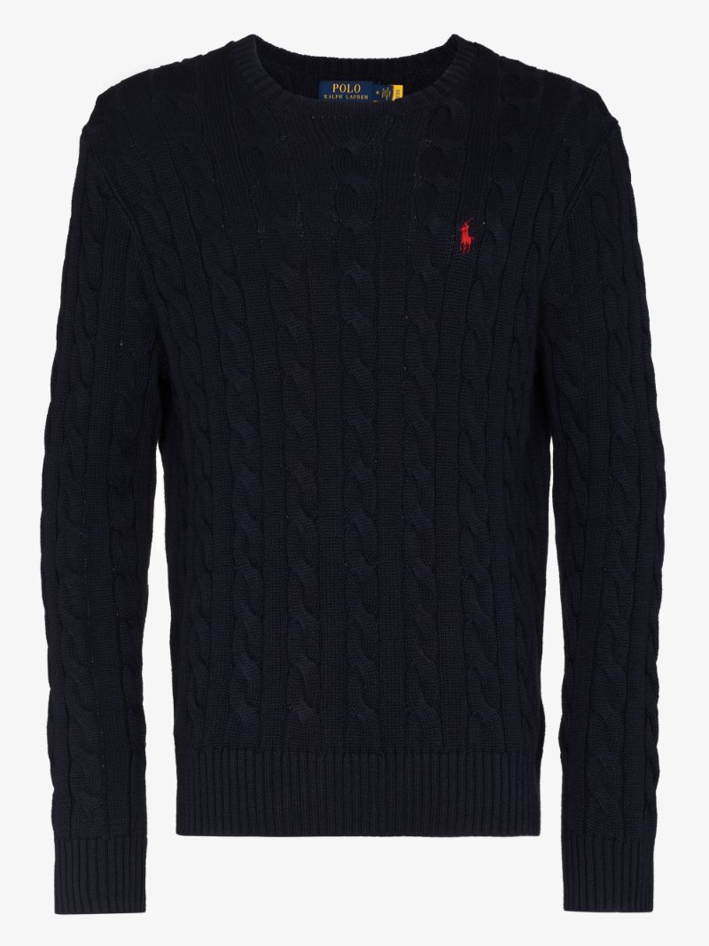 Polo Pony Cable Knit Sweater