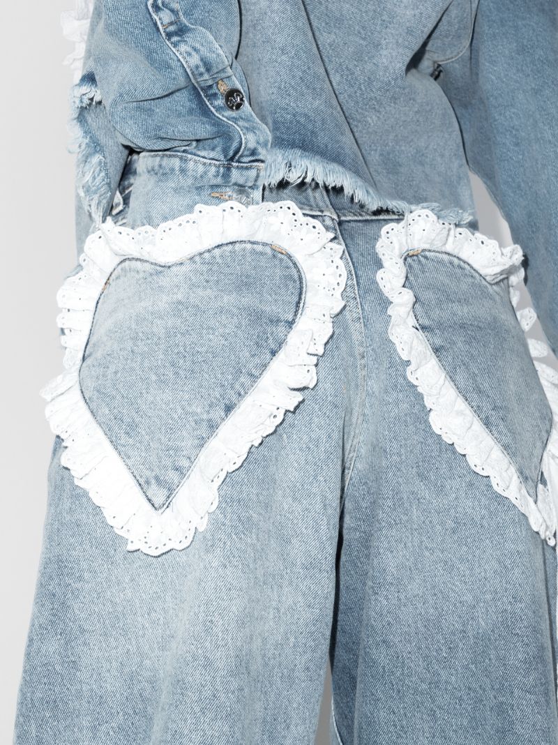 Heart Pocket Wide Leg Jeans