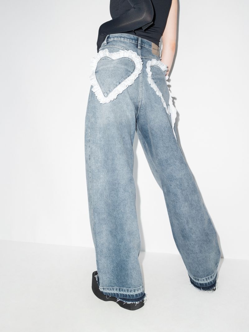 Heart Pocket Wide Leg Jeans