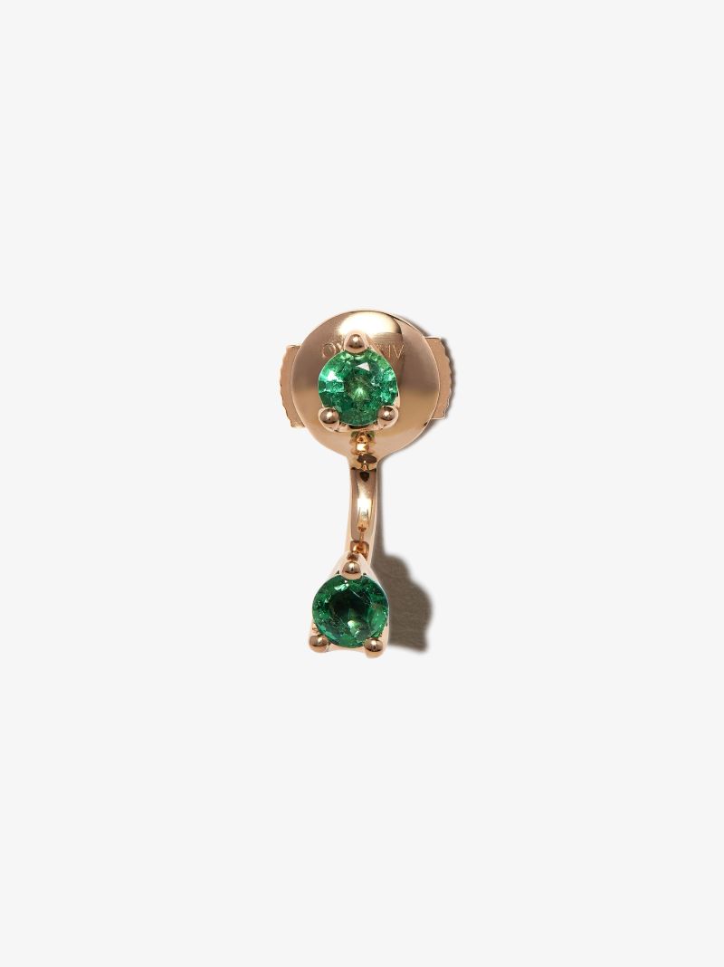 18k Yellow Gold Emerald Orbit Earring