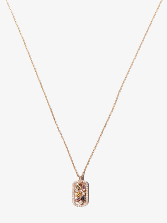 18kt Rose Gold Frenzy Sapphire Dog Tag Necklace