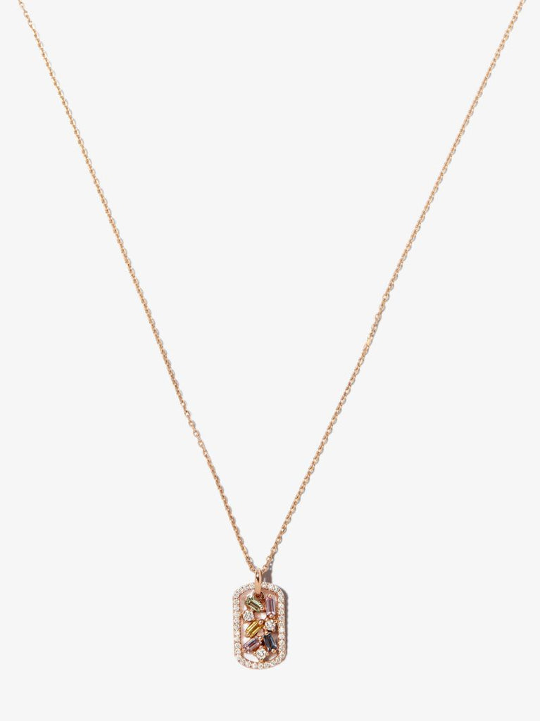 18kt Rose Gold Frenzy Sapphire Dog Tag Necklace