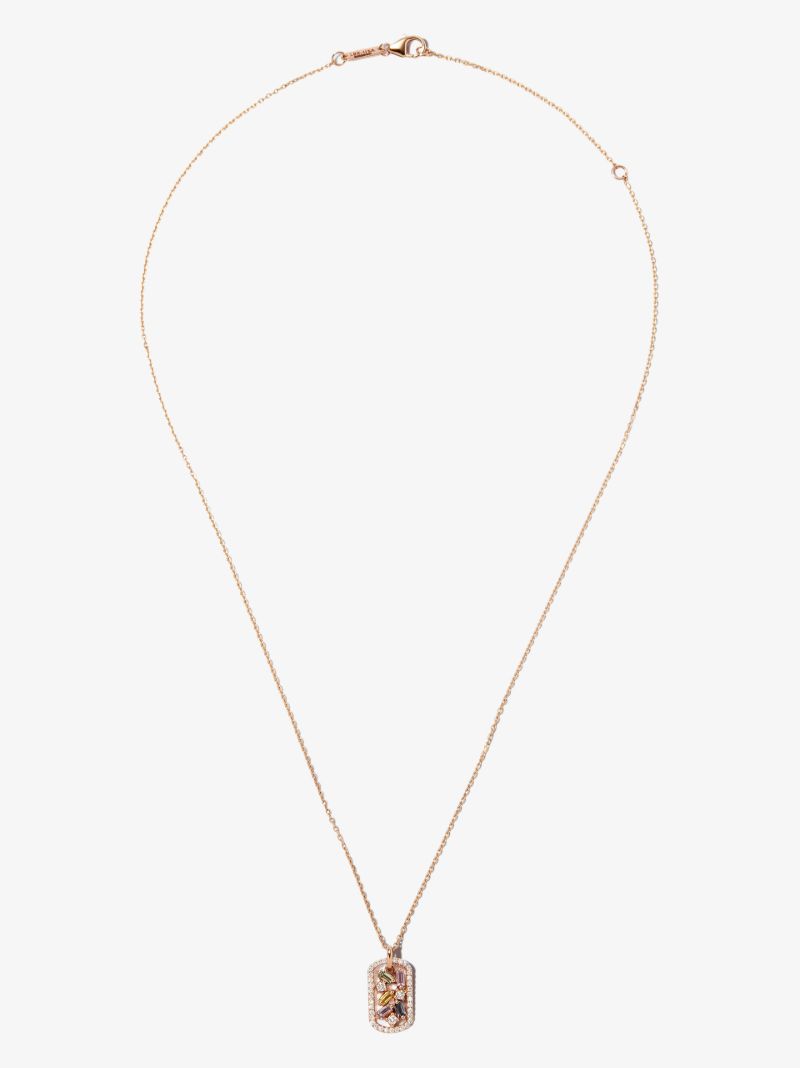 18kt Rose Gold Frenzy Sapphire Dog Tag Necklace
