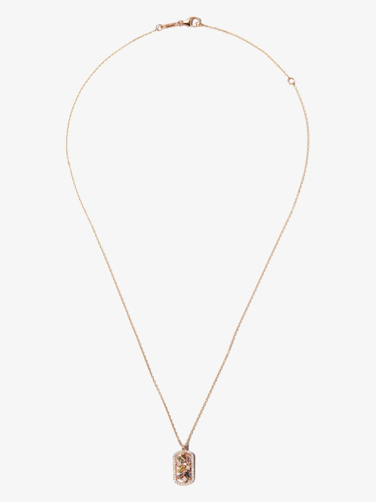 18kt Rose Gold Frenzy Sapphire Dog Tag Necklace