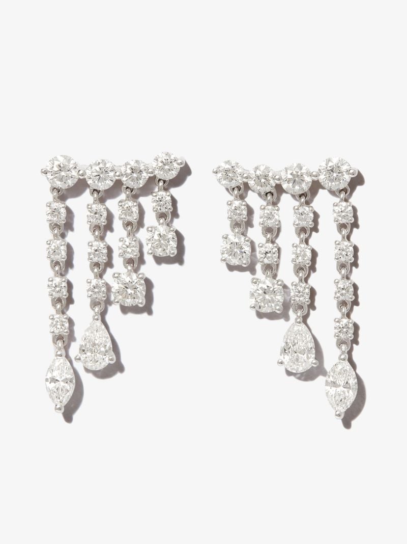18k White Gold Small Raindrop Diamond Earrings