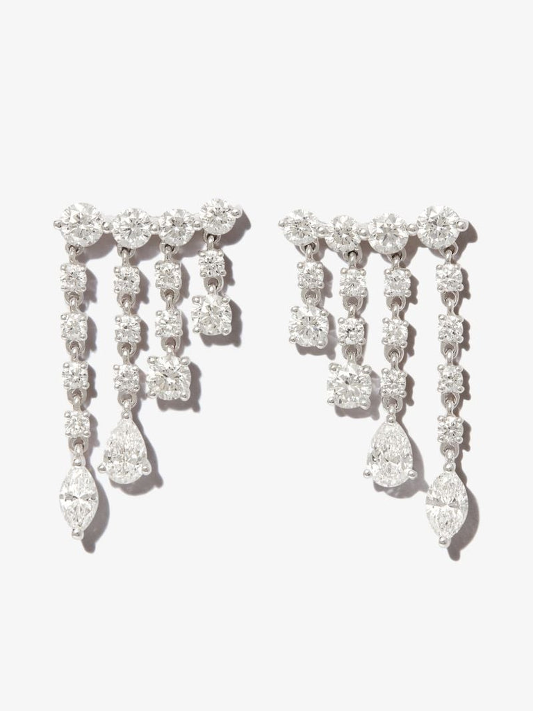 18k White Gold Small Raindrop Diamond Earrings