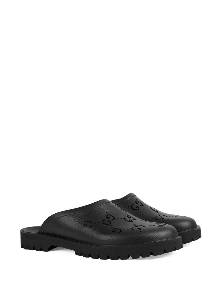 Black Perforated G Rubber Clogs