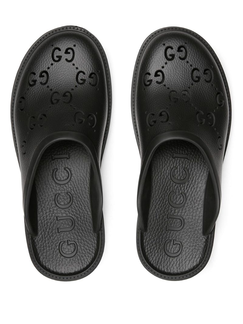 Black Perforated G Rubber Clogs