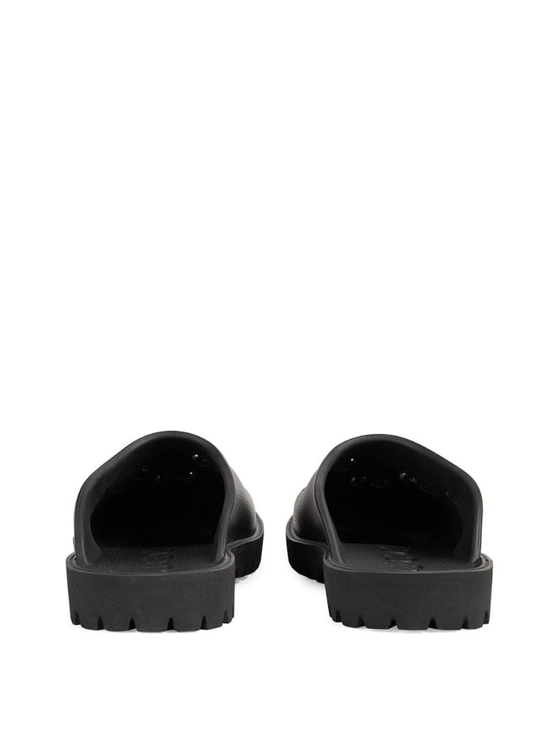 Black Perforated G Rubber Clogs