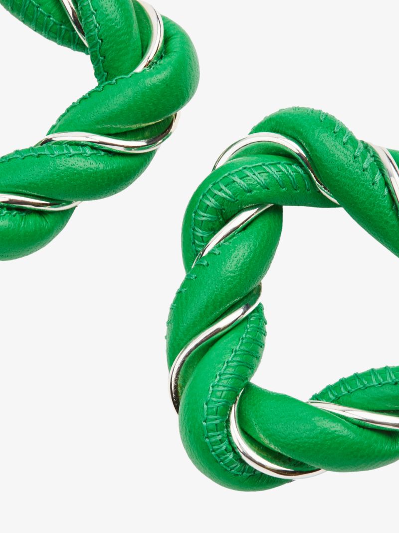 Green Sterling Silver Twist Hoop Earrings