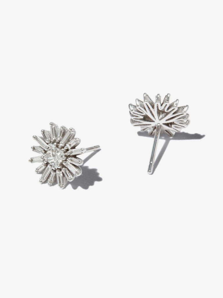 18k White Gold Bold Spark Diamond Stud Earrings