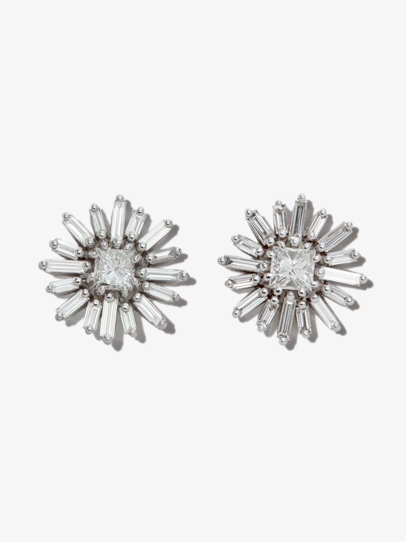 18k White Gold Bold Spark Diamond Stud Earrings