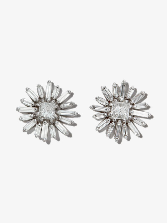 18k White Gold Bold Spark Diamond Stud Earrings