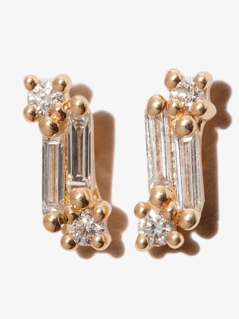 18k Yellow Gold Fireworks Diamond Stud Earrings