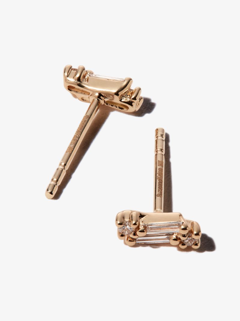18k Yellow Gold Fireworks Diamond Stud Earrings