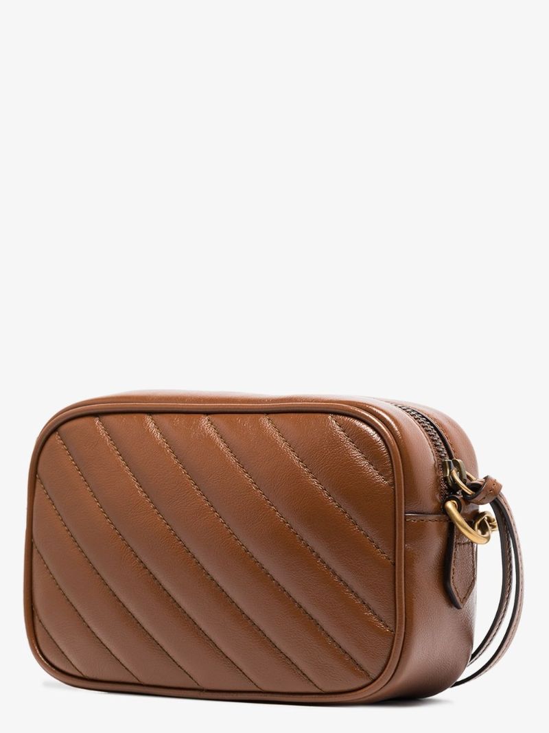 Brown Gg Marmont Small Leather Camera Bag