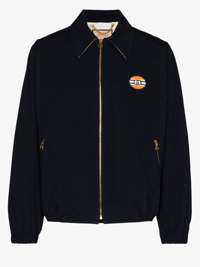 Blue Logo Patch Blouson Jacket