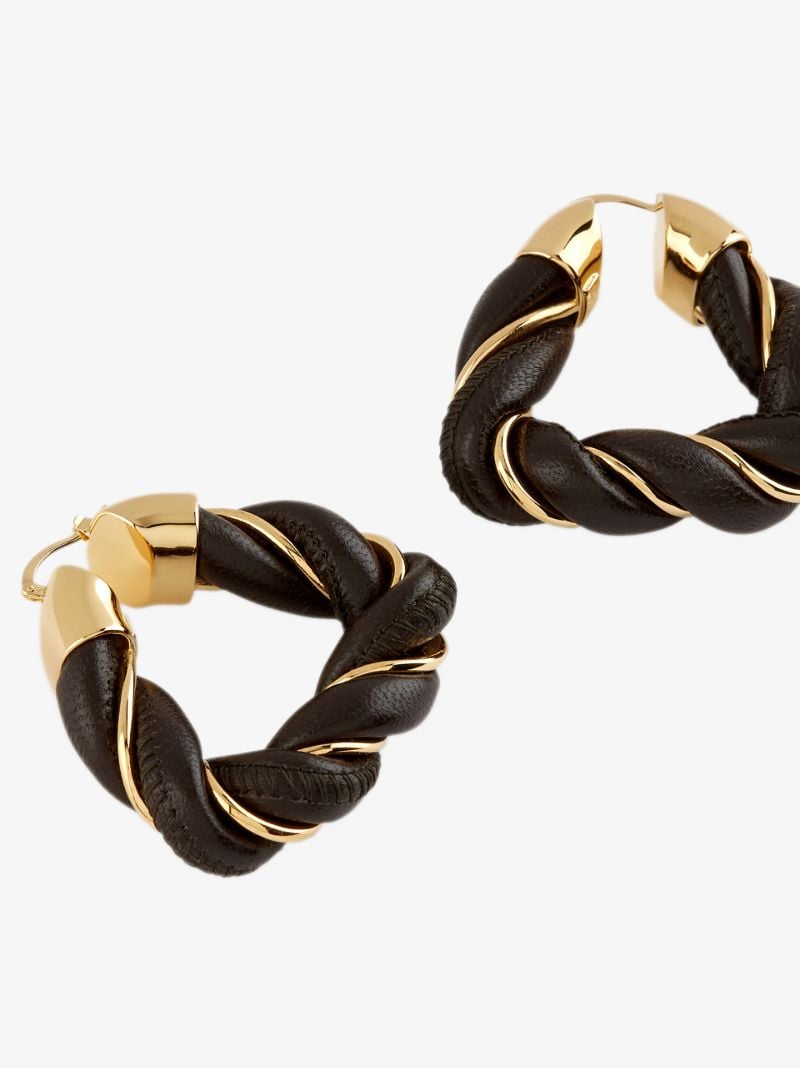 Brown Gold-plated Twist Hoop Earrings