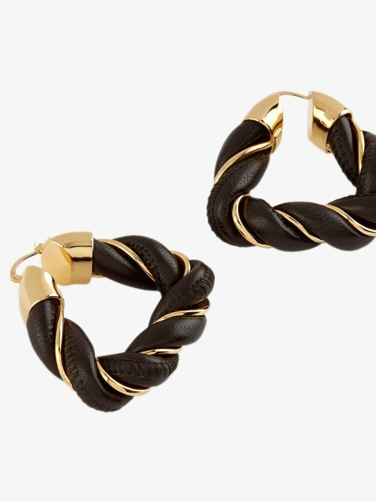 Brown Gold-plated Twist Hoop Earrings
