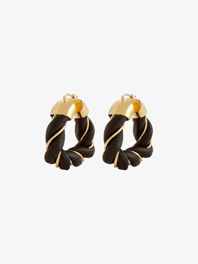 Brown Gold-plated Twist Hoop Earrings
