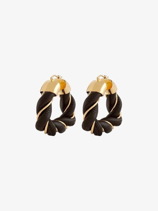 Brown Gold-plated Twist Hoop Earrings