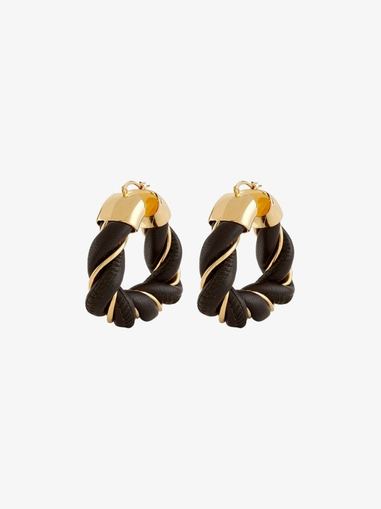 Brown Gold-plated Twist Hoop Earrings