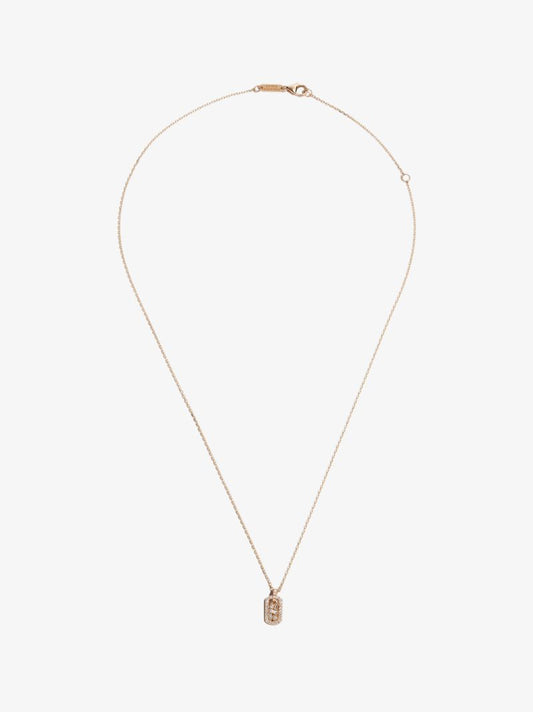18k Yellow Gold Mini Dog Tag Pendant Diamond Necklace
