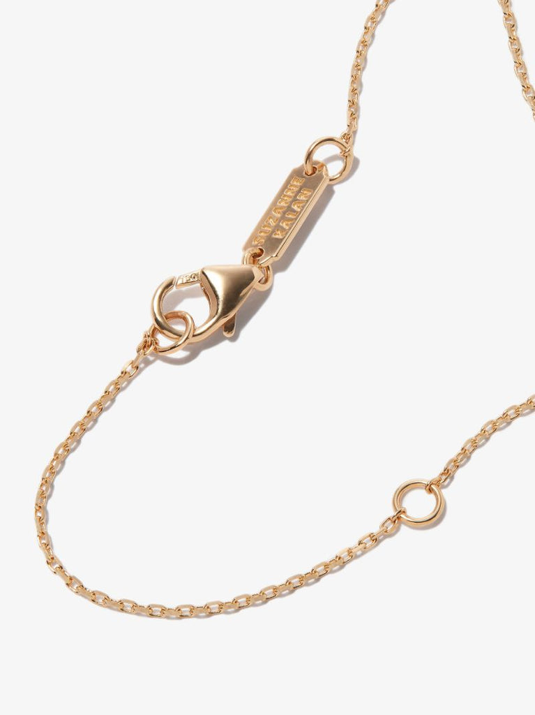 18k Yellow Gold Mini Dog Tag Pendant Diamond Necklace