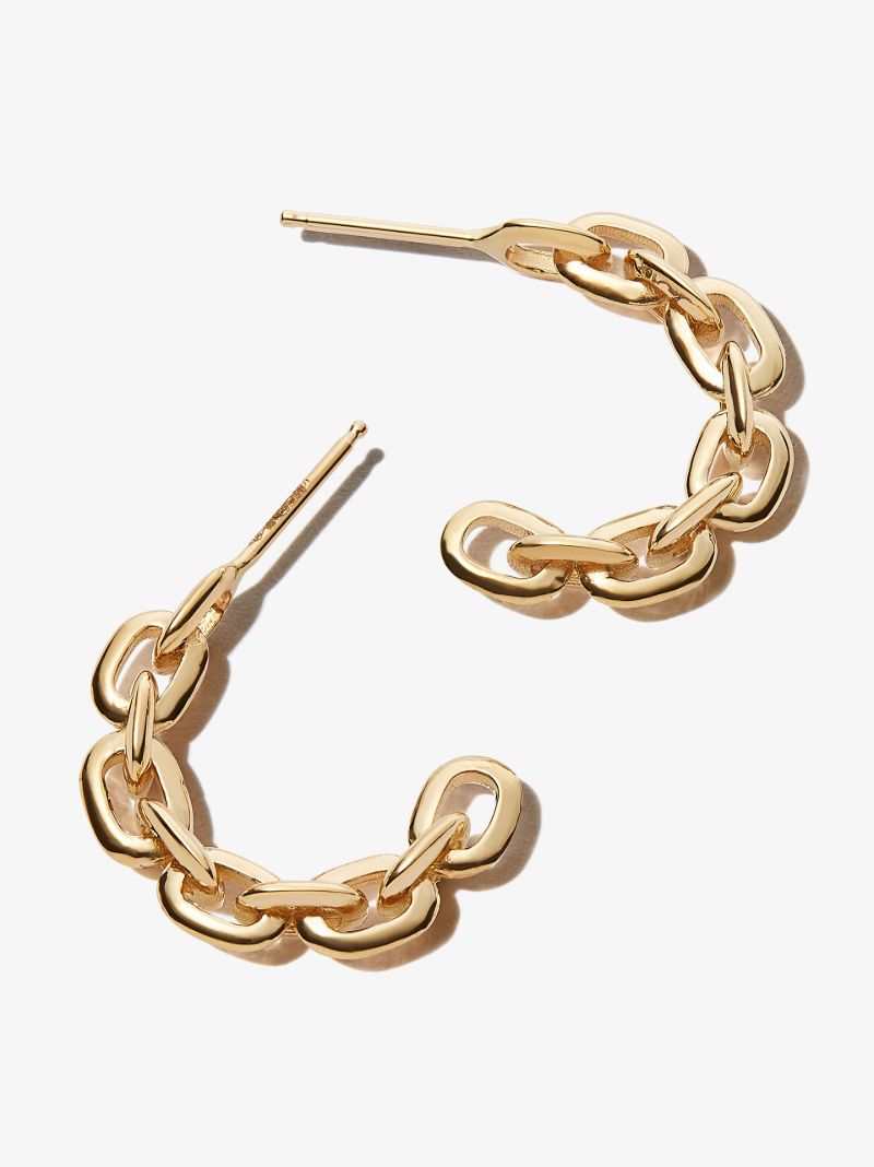 18k Yellow Gold Knife Edge Small Hoop Earrings
