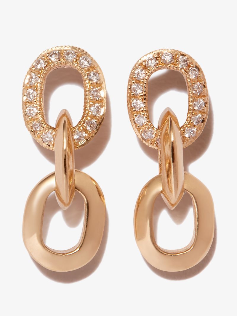 18k Yellow Gold Petite Xs Knife Edge Diamond Earrings