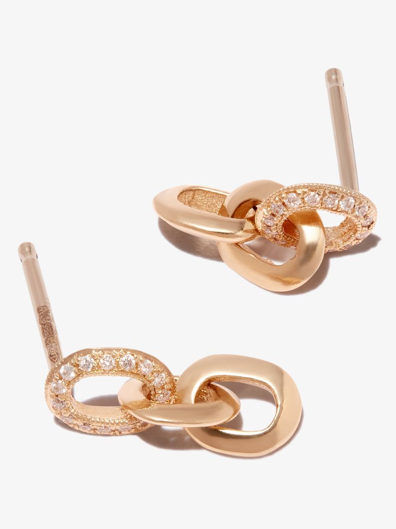 18k Yellow Gold Petite Xs Knife Edge Diamond Earrings